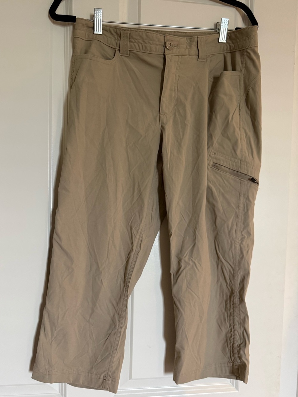 Eddie Bauer Nylon Cargo Capri Pants Size 10 Khaki Hiking Travel Outdoor